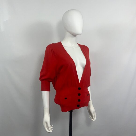 Kenneth Cole New York Red Kasper Women Cardigan Sweater Red 3/4 Sleeve Size L - Picture 2 of 11